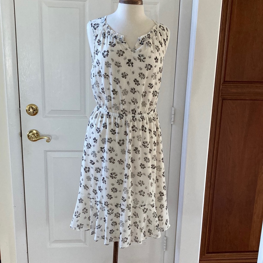NWT Talbots ivory, gray, silver dress